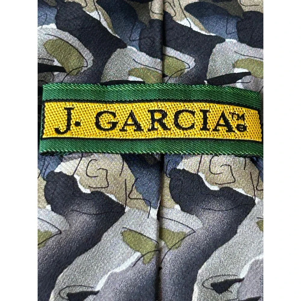 J. Garcia Men Silk Tie Courtyard Performance Collection 15 Abstract Grey 1996